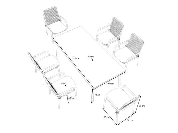 Dimensions du produit - Mayena Dining  L