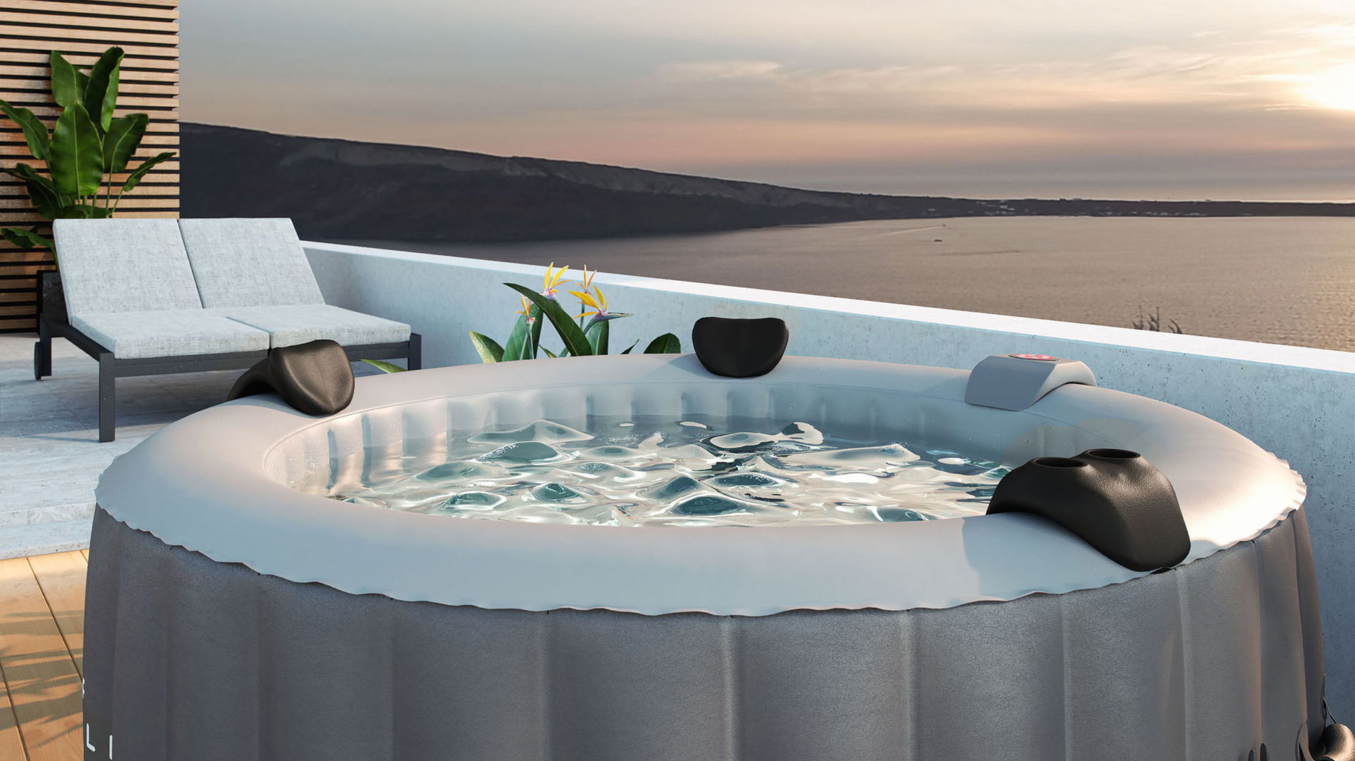 Kit de 2 repose-tête et 1 pose gobelet pour spa gonflable MAUI / MADAGASCAR