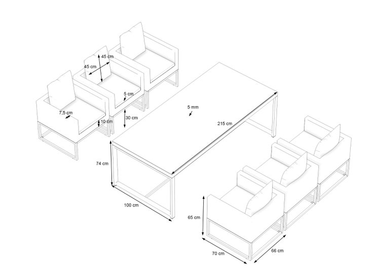 Dimensions du produit - Riva Dining L