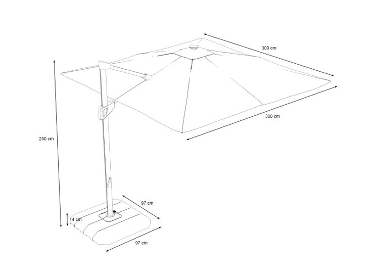 Dimensions du produit - Louvre avec éclairage LED