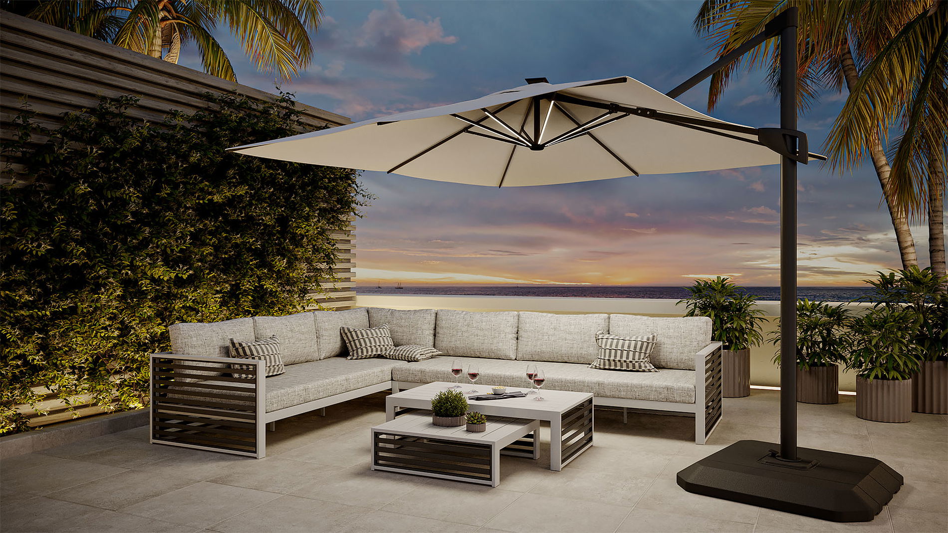 Louvre avec éclairage LED