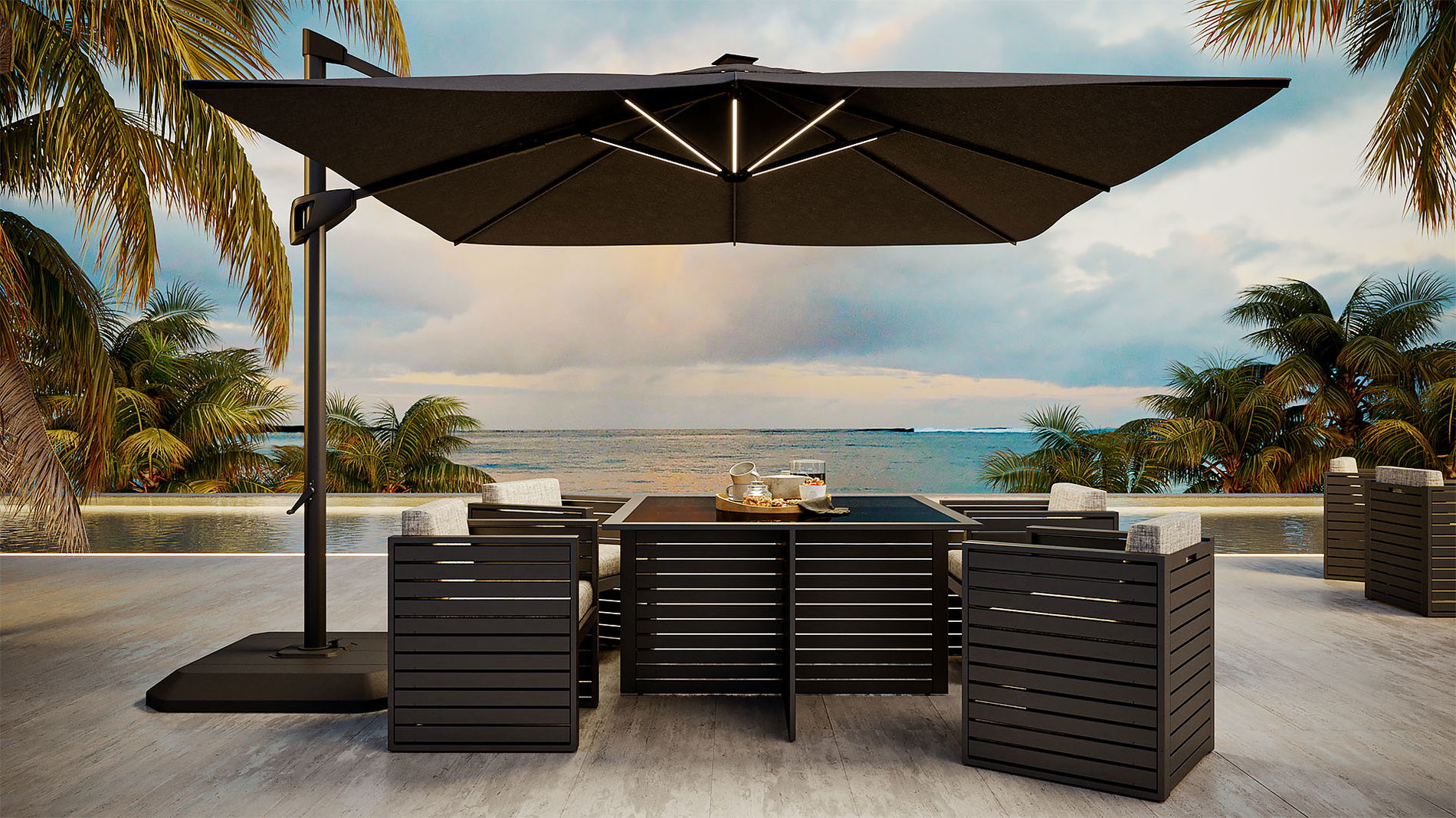 Louvre avec éclairage LED