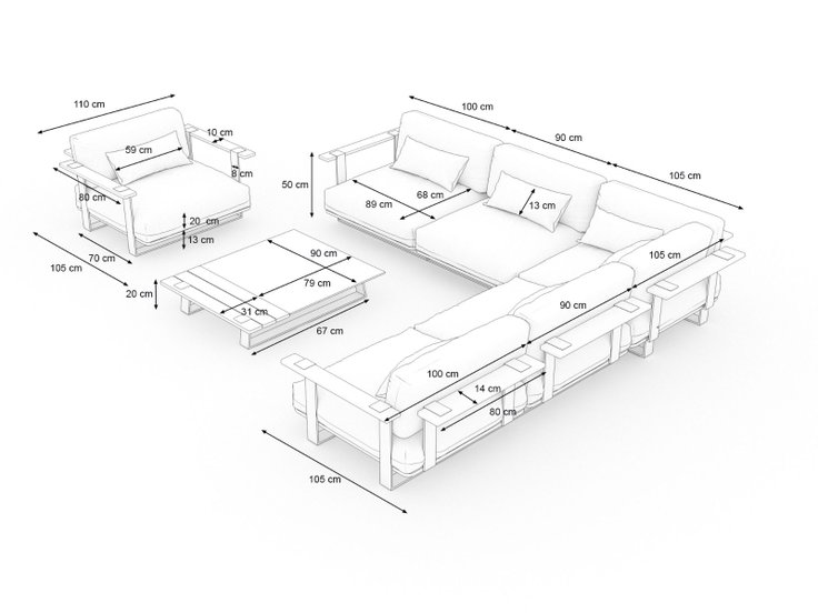 Dimensions du produit - Aura Lounge L