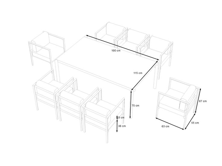Dimensions du produit - Terra Dining XL