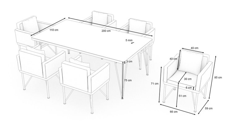 Dimensions du produit - Cordoba Dining L