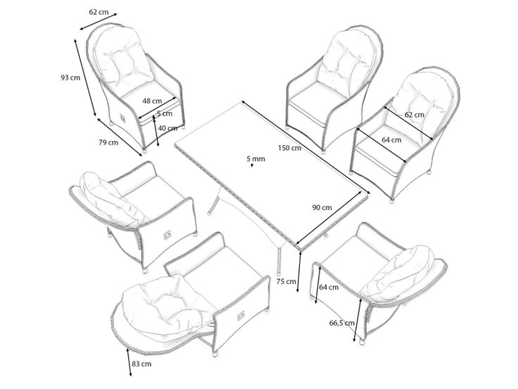 Dimensions du produit - Velia Relax L