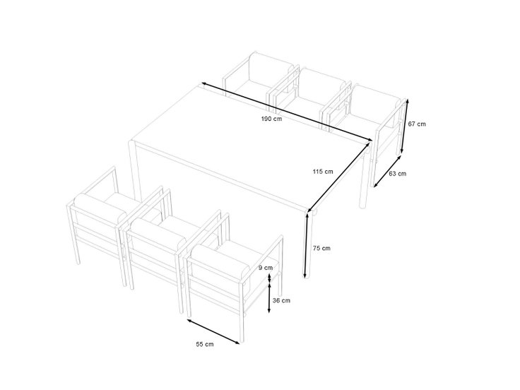 Dimensions du produit - Terra Dining L