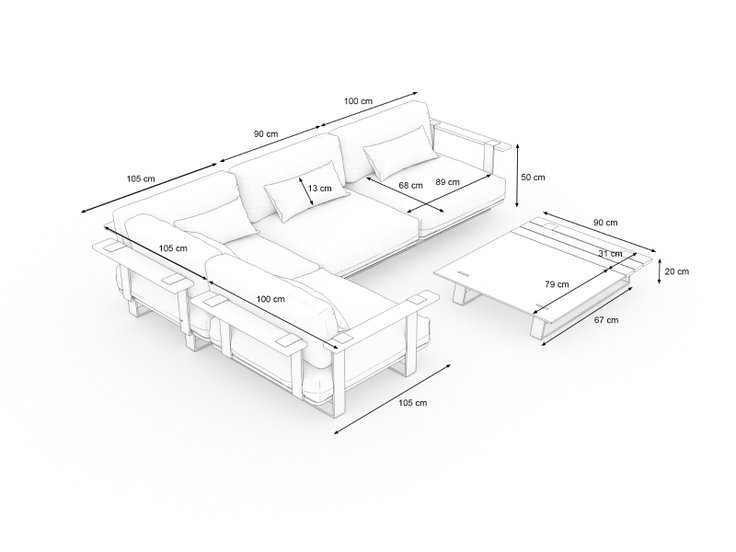Dimensions du produit - Aura Lounge M