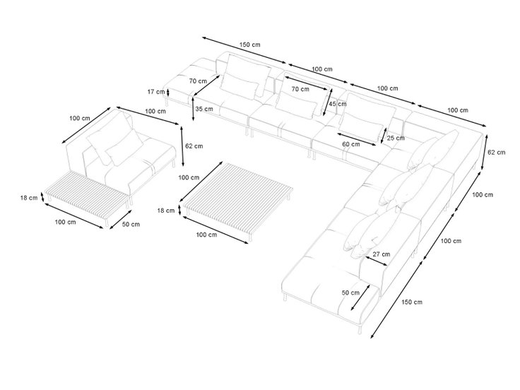 Dimensions du produit - Atlas Lounge XL