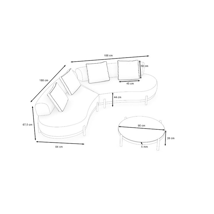 Dimensions du produit - Ovana Lounge M
