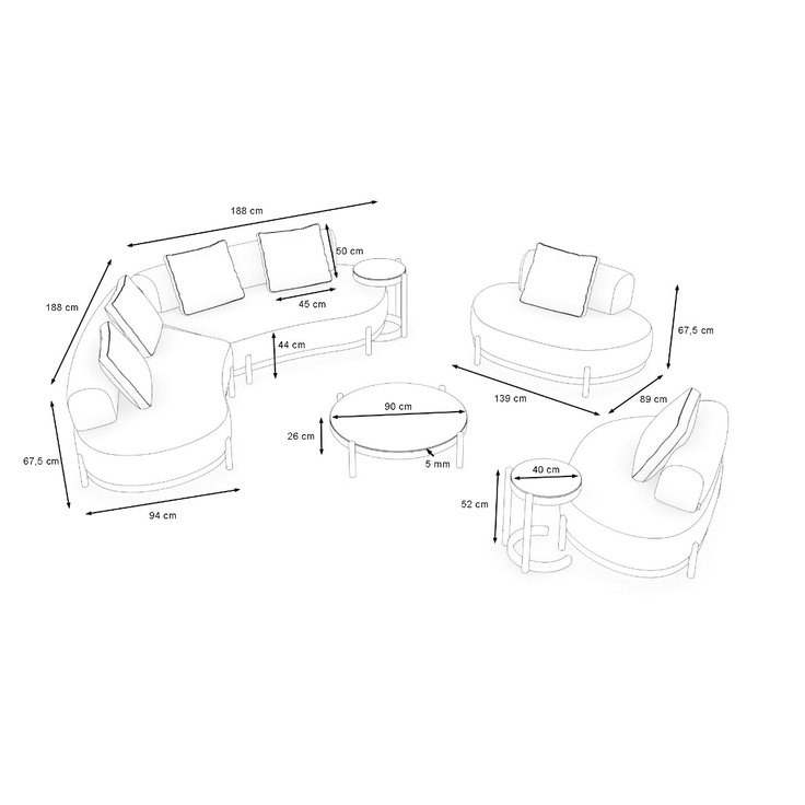 Dimensions du produit - Ovana Lounge XL