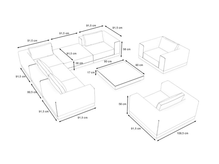 Dimensions du produit - Inara Lounge XL