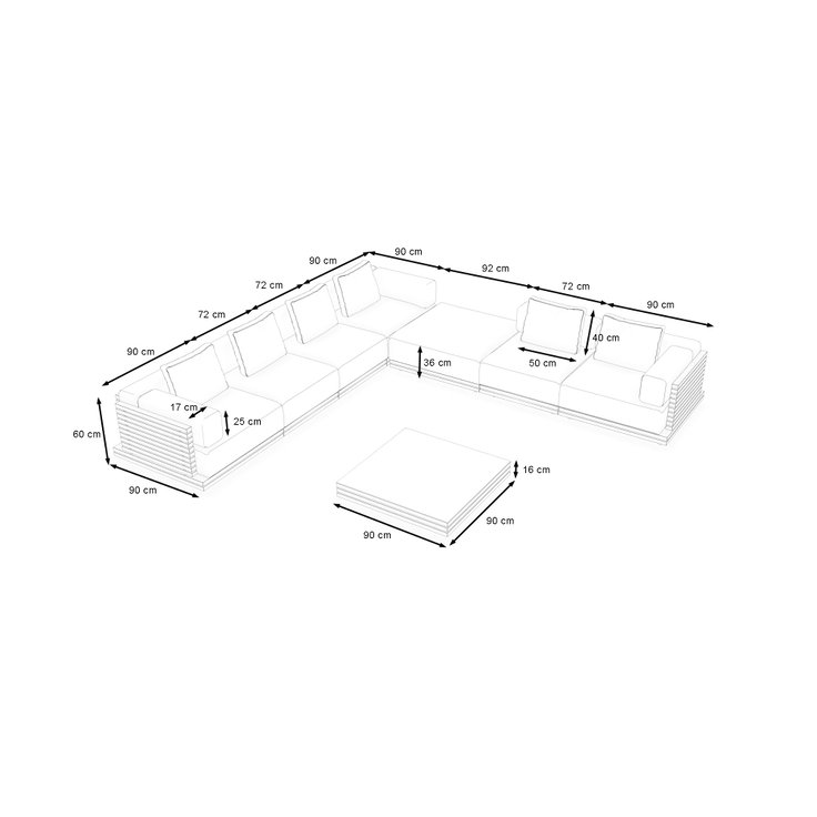 Dimensions du produit - Varena Lounge M