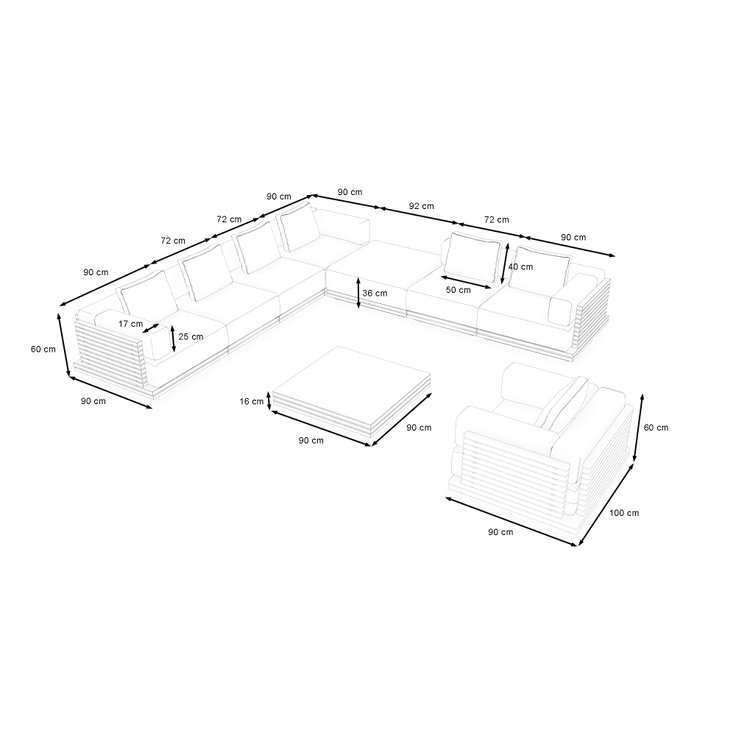 Dimensions du produit - Varena Lounge L