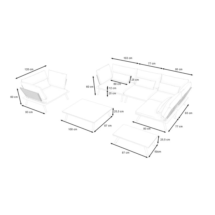 Dimensions du produit - Zanoa Lounge L