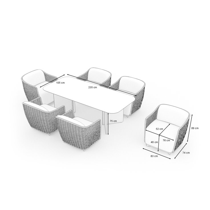 Dimensions du produit - Caracas Dining L