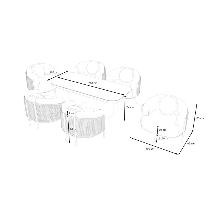 Dimensions du produit - Claire Dining L
