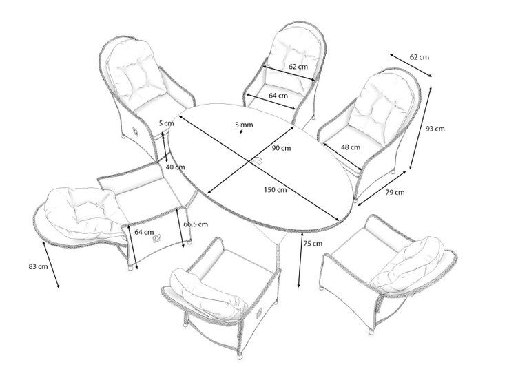 Dimensions du produit - Livia Relax L