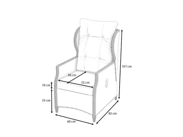 Dimensions du produit - Duo de fauteuils BARIYA