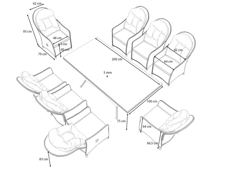 Dimensions du produit - Velia Relax XL