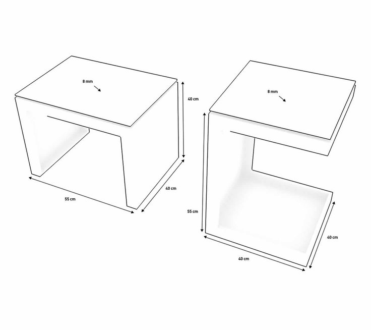 Dimensions du produit - Table d'appoint convertible