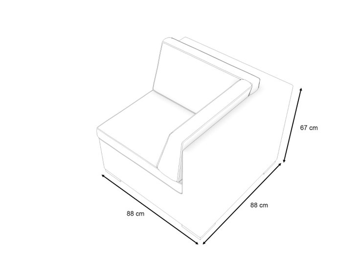 Dimensions du produit - Fauteuil d'angle Epona/Athena