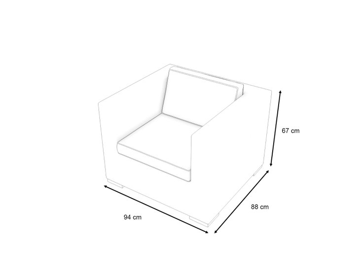 Dimensions du produit - Epona Fauteuil individuel