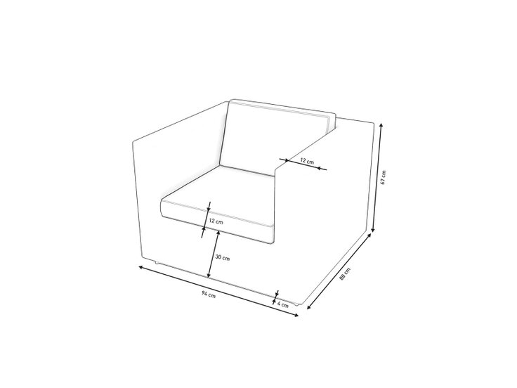Dimensions du produit - Fauteuil individuel Larentia