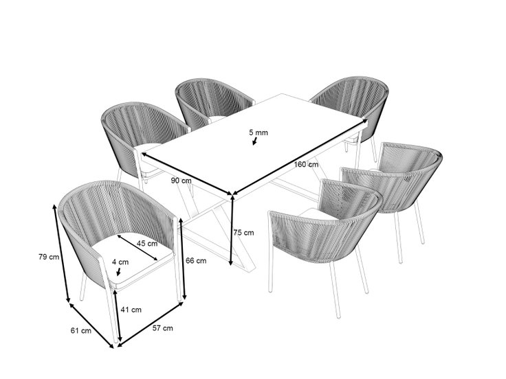 Dimensions du produit - Malta Dining L