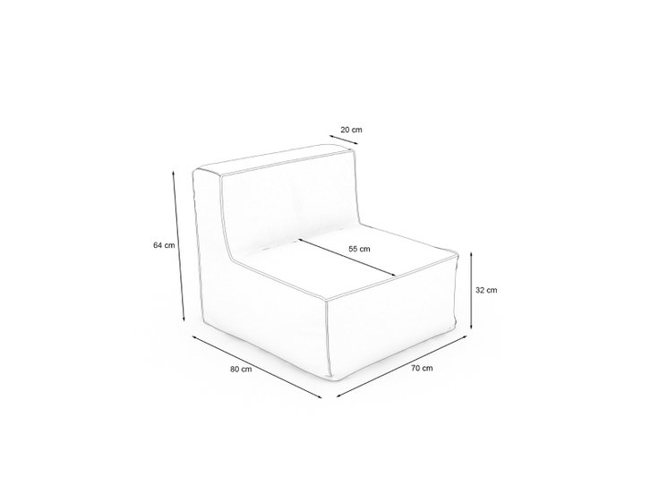 Dimensions du produit - SAMBA - Chauffeuse pour canapé modulable