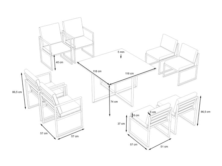 Dimensions du produit - Nova Dining XL