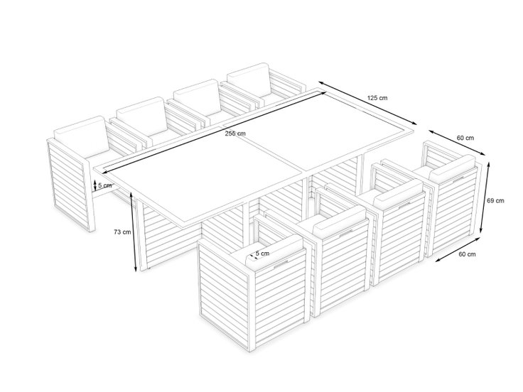 Dimensions du produit - RN-2 Dining XL